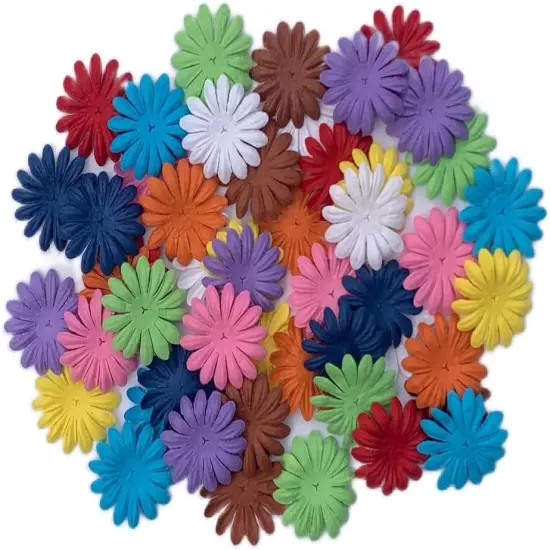 Artificial Flowers 100 Pcs Handmade Mulberry Paper Daisy Petals 40x40mm Mulberry Paper Daisy Flowers Scrapbooking Wedding DIY Craft Supplies Card {1}