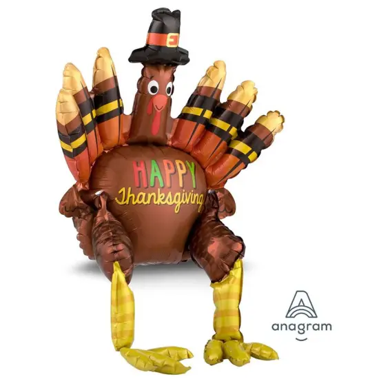 26" Sitting Turkey Foil Balloon Air Fill Only Thanksgiving Decor {3}