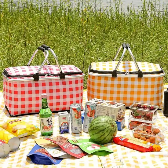 Insulated Picnic Basket Cooler Bag with Leak-Proof Liner, 26L Large Capacity for 12 Adults, Picnic Basket with Sturdy Handles for Outdoor Activities, Travel, Beach, Camping (Yellow) {5}
