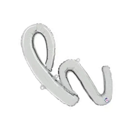 24 Inch Script Letter H Silver Air Fill Only Balloon {5}
