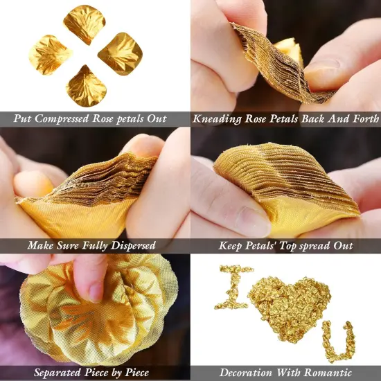 2000 Pcs Gold Silk Rose Petals,Artificial Flower Petals for Wedding,Romantic Night,Romantic Valentines Decor for Bedroom,Weddings {2}