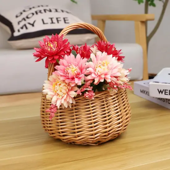 Small Gift Wicker Picnic Basket with Handle,Willow Flower Girl Basket for Weddings, Garden and Home Decor -Wicker Storage Basket-Natural {5}