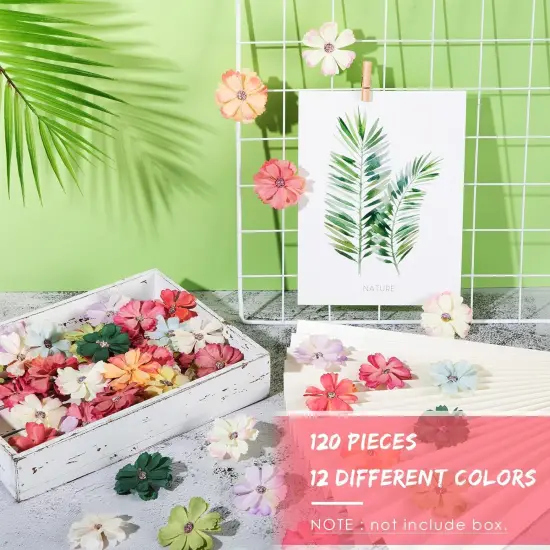 120 Pcs Faux Flowers Heads for Crafts Artificial Small Silk Daisy Flowers Embellishments 1.5 Inch Mini Assorted Faux Daisy Bulk DIY Wreath for DIY Holiday Wedding Party Home Garden {2}