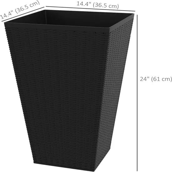 3-Piece Ceramic Indoor Planter Set with Drainage Holes Black {5}