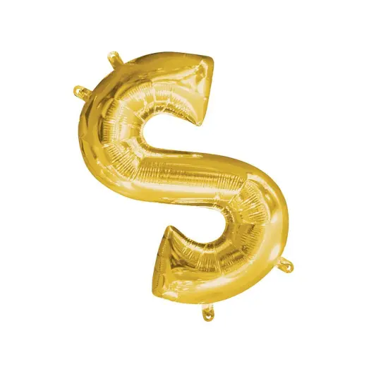 Anagram&reg; 16" Gold Letter S Balloon Air Fill Only Foil Mylar {4}