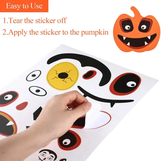 32 PCS Halloween Foam Pumpkin Craft Kit and Pumpkin Stickers {3}