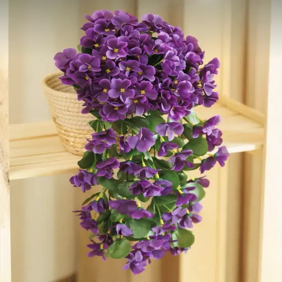 Artificial Hanging Flowers Plants for Outdoor Spring Decoration Silk Violet Vines for Outside Summer Decoration Purple Orchid Fake Flowers Porch Planter Balcony Fuchsia {2}