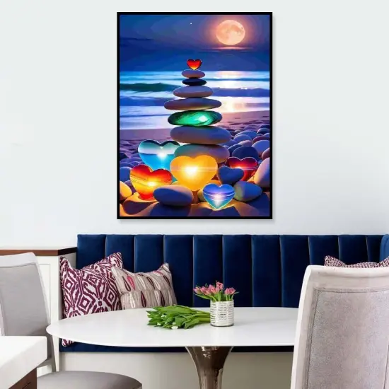 Beach Love Diamond Painting Kits for Adults, 5D Sea Stone Diamond Art Kits for Beginners {2}