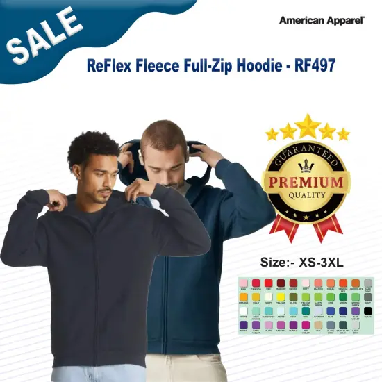 American Apparel&reg; ReFlex Fleece Full-Zip Long Sleeve Hoodie Brown {2}