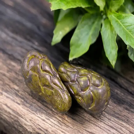 *6* 25x12mm Opaque Yellow Nebula Mermaid Scale Large Drop Beads {4}