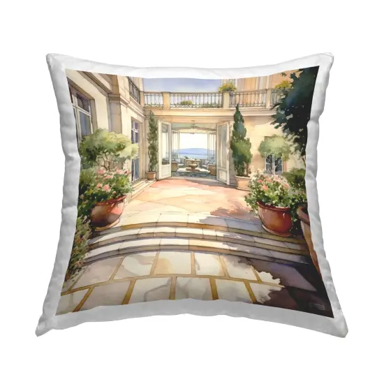 European Terrace Architecture Design by RB Throw Pillow  {1}