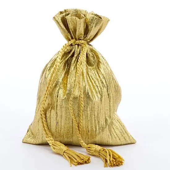 Sparkling Crinkled Metallic Fabric Bags 3 1/2''x5" for Elegant Gifts {3}