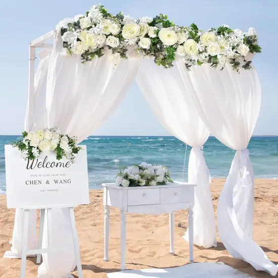 2Pack Artificial Peony Flower Garland - Silk Peony Garland with White Flowers {5}