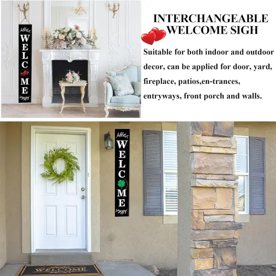 Welcome Sign for Front Door Porch Standing (Black) {3}