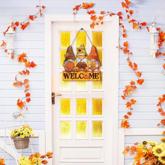 2 Pcs Fall Welcome Door Sign Fall (Pumpkin) {4}