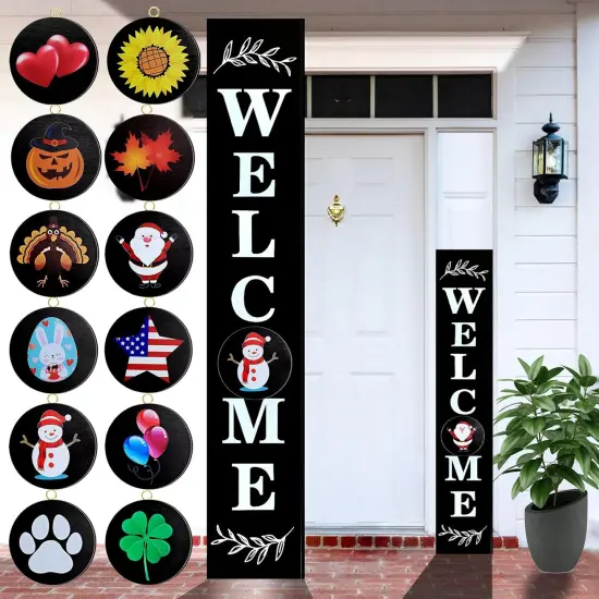 Welcome Sign for Front Door Porch Standing (Black) {1}