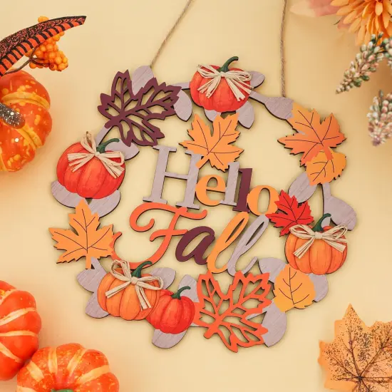 Hello Fall Wreaths Wooden Welcome Signs (Multicolor) {4}