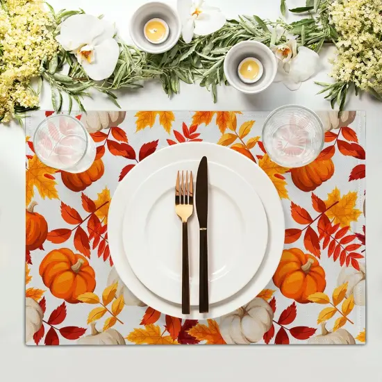 Fall Placemats 12&times;18 Inches Set of 4 Watercolor Pumpkin(Watercolor Pumpkin) {3}