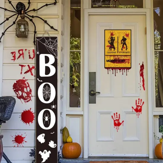 Halloween Porch Boo Sign for Front Door (	Black-BOO) {4}