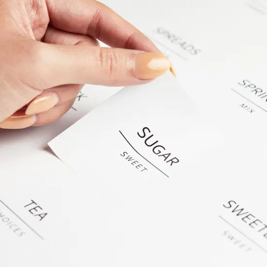 Talented Kitchen 144 Pantry Labels for Containers, Food Storage - Preprinted Black All-Caps on Matte White Vinyl Stickers for Minimalist Style Kitchen (Water Resistant) {7}