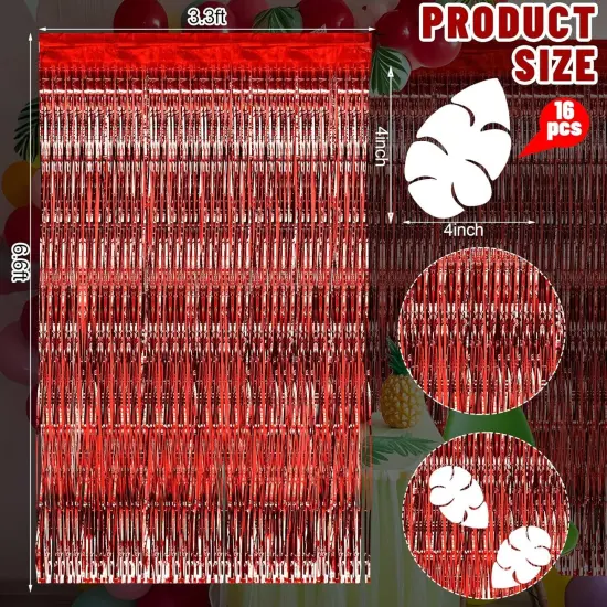 2 Pcs Cartoon Birthday Party Decorations Red Tinsel Foil {3}