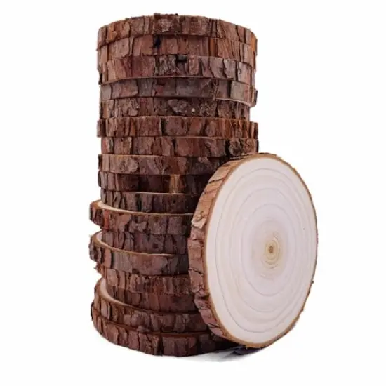 Unfinished Natural Wood Slices with Bark 20 Pcs 3.5-4 inch Craft Wood kit Circles Crafts Christmas Ornaments Rustic Wedding Decoration DIY Crafts for Crafts {1}