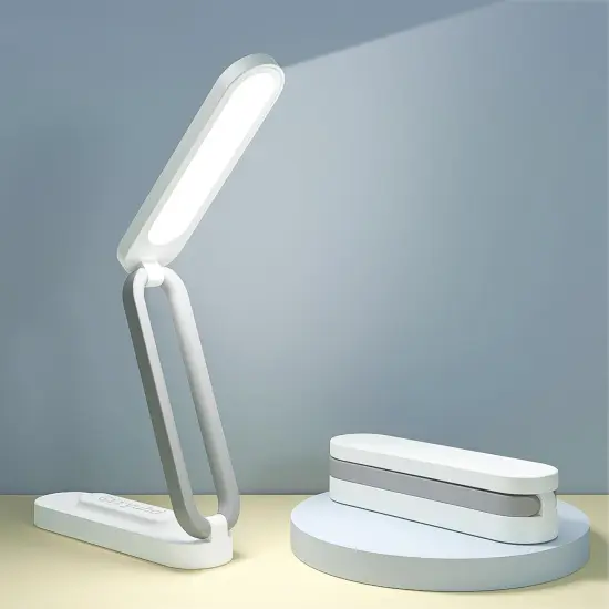 LED Desk Lamp for Office Home & Battery Operated Lamp Rechargeable Lamp Foldable & Portable Light, LED Desk Light Strip, 3 Brightness Dimmable Small Desk Lamp Wireless Reading Lamp (White) {1}