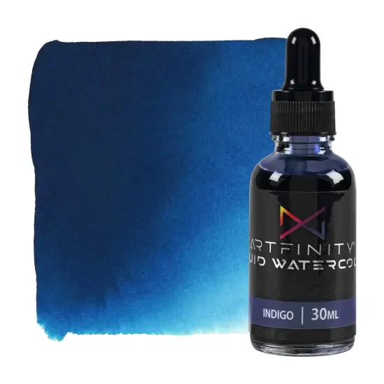 Artfinity Liquid Watercolor Paint 30 ml Bottle, Indigo - Vibrant Dye-Based Liquid Watercolor w/ Glass Pipette, Fast-Drying, Fine Art Paint for Calligraphy, Airbrushing & Traditional Art {1}