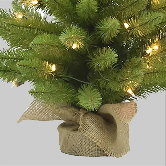 3' Prelit Tabletop Christmas Tree with Burlap Base Festive & Ready to Shine {5}