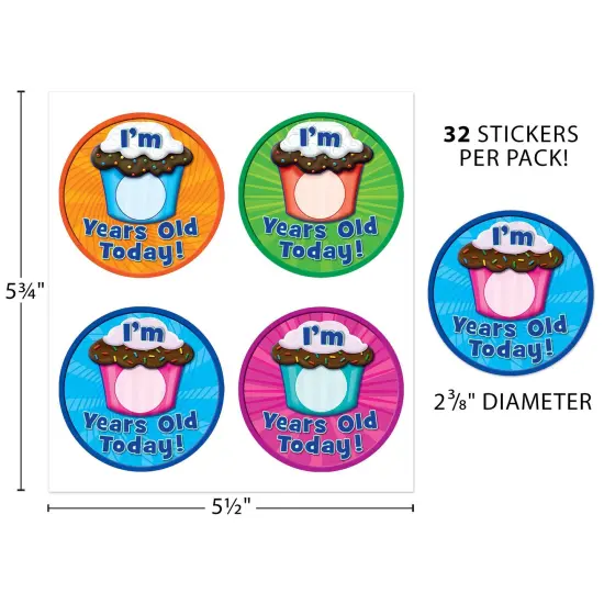 I Am __ Years Old Today WearEm Badges, 32 Per Pack, 6 Packs {4}