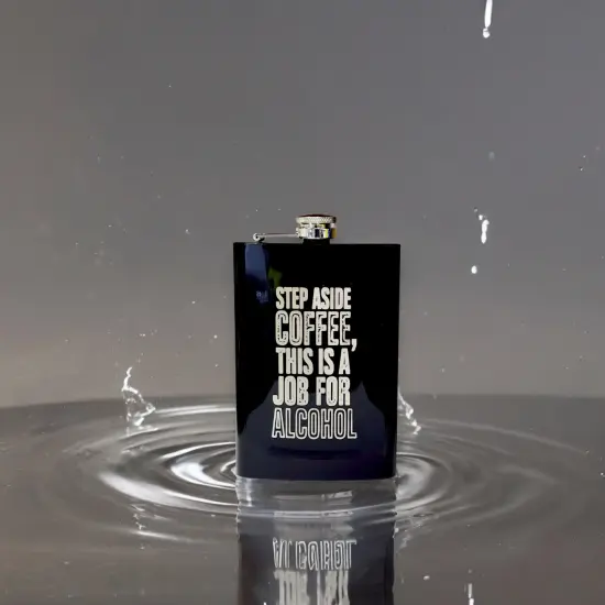 8oz Step Aside Coffee Black Flask {4}