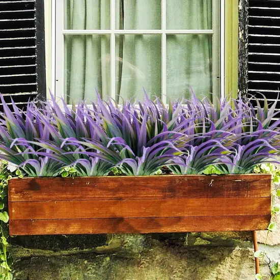 12-Piece UV-Resistant Artificial Grass Set &ndash; 17.3 Inch Faux Greenery for Home and Garden D&eacute;cor Light red & green {4}