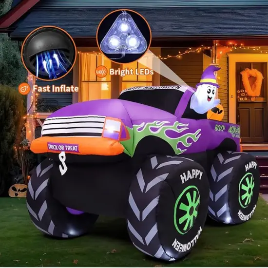 Long Halloween Inflatables Monster Truck Outdoor Decorations {3}