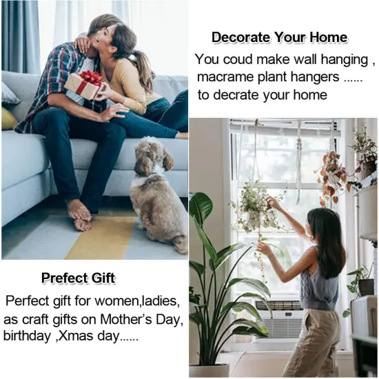 57 Pieces Easy Macrame Kits for Adults Beginners Supplier Wood Beads,Rings,Wooden Dowel for Macrame Plant Hangers,Macrame Wall Hanging with Instruction for Macrame Starters {4}