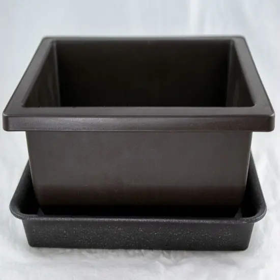 Rectangular Plastic Bonsai Training Pot + Tray Set 10"x 7.5"x 3" - Dark Brown {3}