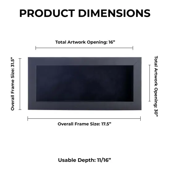 Classic Black Wood Shadown Box Frame with Acrylic Front - Black Suede Backing, 30 Sizes {1}