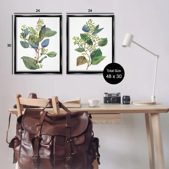 Stupell Industries Soft Eucalyptus Plant Ombre Leaves Framed Floater Canvas Wall Art Black Floater Frame {3}