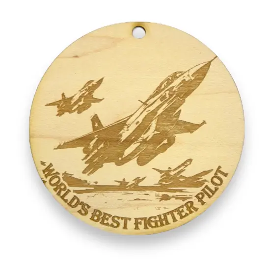 Ornament - Worlds Best Fighter Pilot Raw Wood {1}