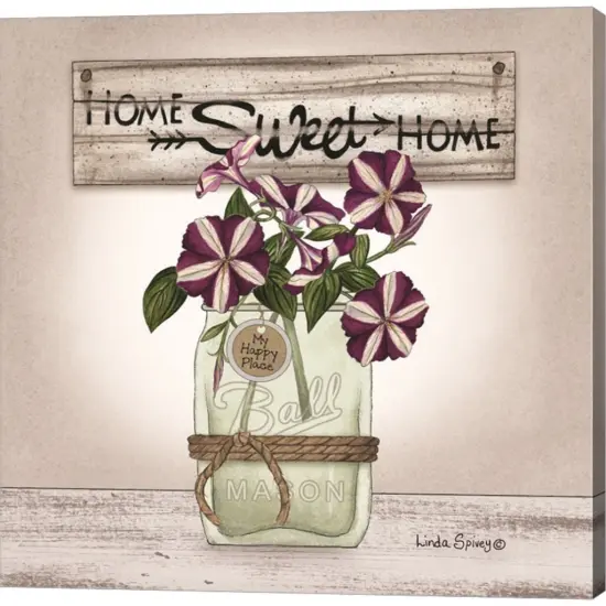 Petunias in Jar by Linda Spivey 12" x 12" Canvas Wall Art {1}