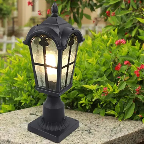 Post Pole Light Outdoor Garden Patio Driveway Yard Lantern Lamp Fixture Black {3}