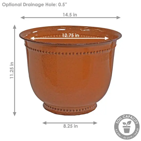 Michael Metal Planter - 14.5 in - Chestnut Glaze- Set of 4 {2}