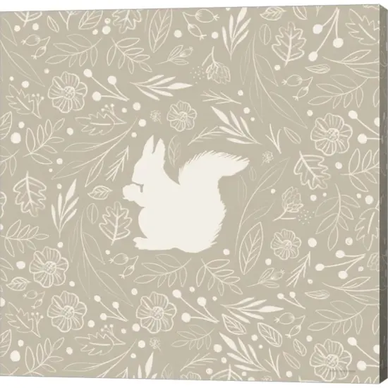 Floral Squirrel by Lady Louise Designs 12" x 12" Canvas Wall Art {1}