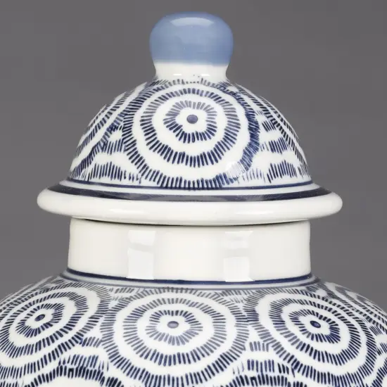 AA Importing Blue and White Circles 10" Ginger Jar with Lid {4}