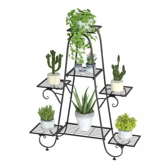 7 Tier Metal Plant Stand Shelves Flower Pot Display Rack Garden Patio Home Decor {1}