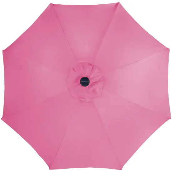 Northlight 9ft Solar Lighted Outdoor Patio Market Umbrella with Hand Crank and Tilt, Pink {6}