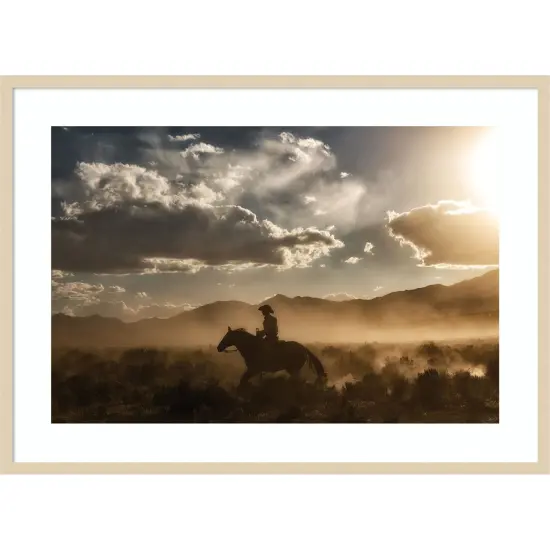 Cowboy By Day and Night I by PHBurchett Wood Framed Wall Art Print {1}