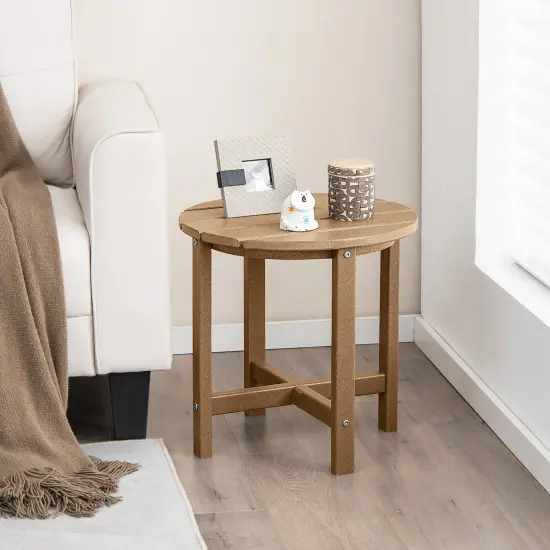 Costway 18'' PatioRound Adirondack Side Table Weather Resistant HDPE Garden {5}