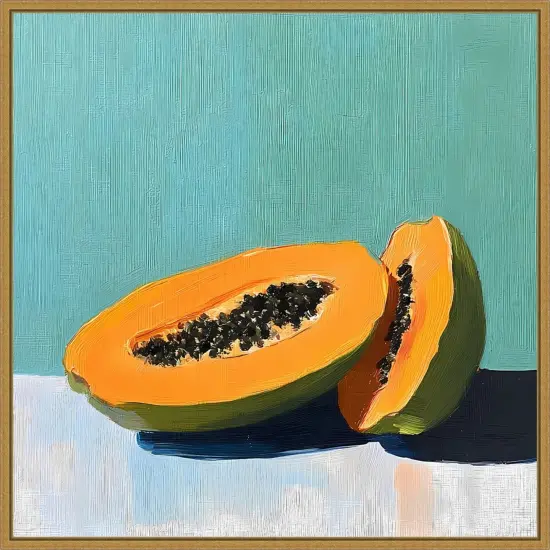 Blue Papaya II by Walker Noble Framed Canvas Wall Art {1}