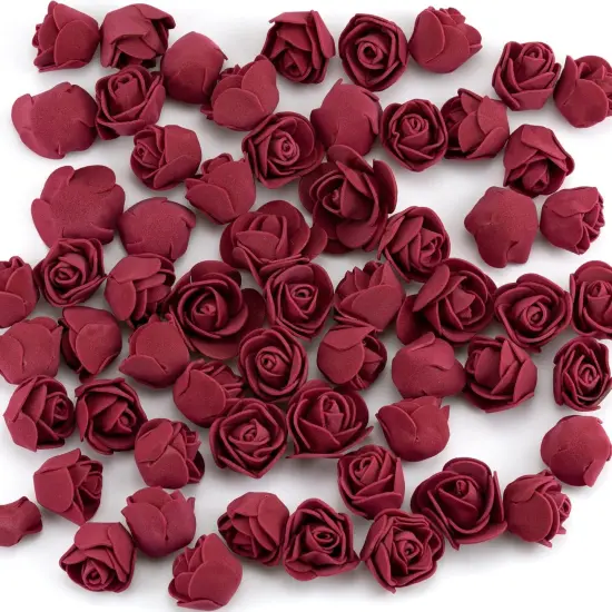 100 Pcs Foam Artificial Burgundy Roses Mini Fake Flowers Mini Artificial Fake Rose Heads Artificial Floral {1}