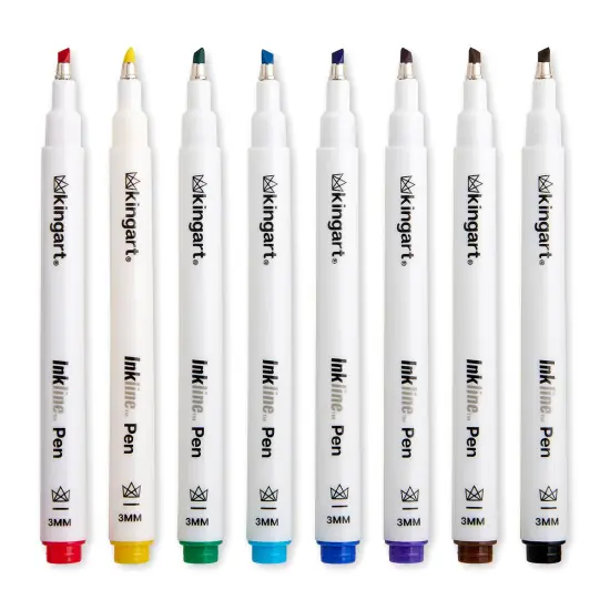 KINGART&reg; Inkline&trade; Chisel Tip Pens, 8 Colors {6}